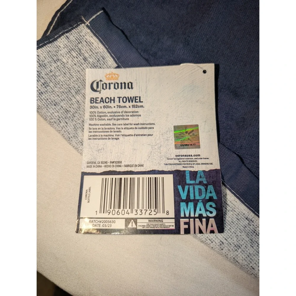 NWT Corona Extra Label Beach Towel 30